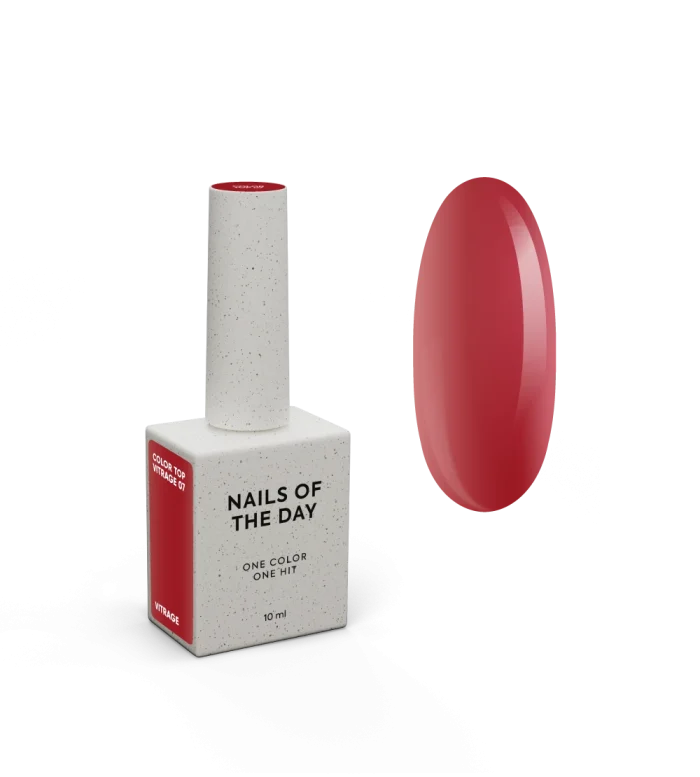 NAILSOFTHEDAY Color Top Vitrage 07 — deep, semi-transparent burgundy vitrail top coat without a sticky layer for nails, 10 ml - Image 1